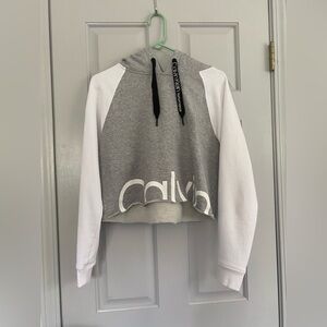 Calvin Klein Performance Crop Gray and White Hoodie